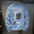 Basic Men's Slim Denim Jacket Button Down Printed Jean Coats